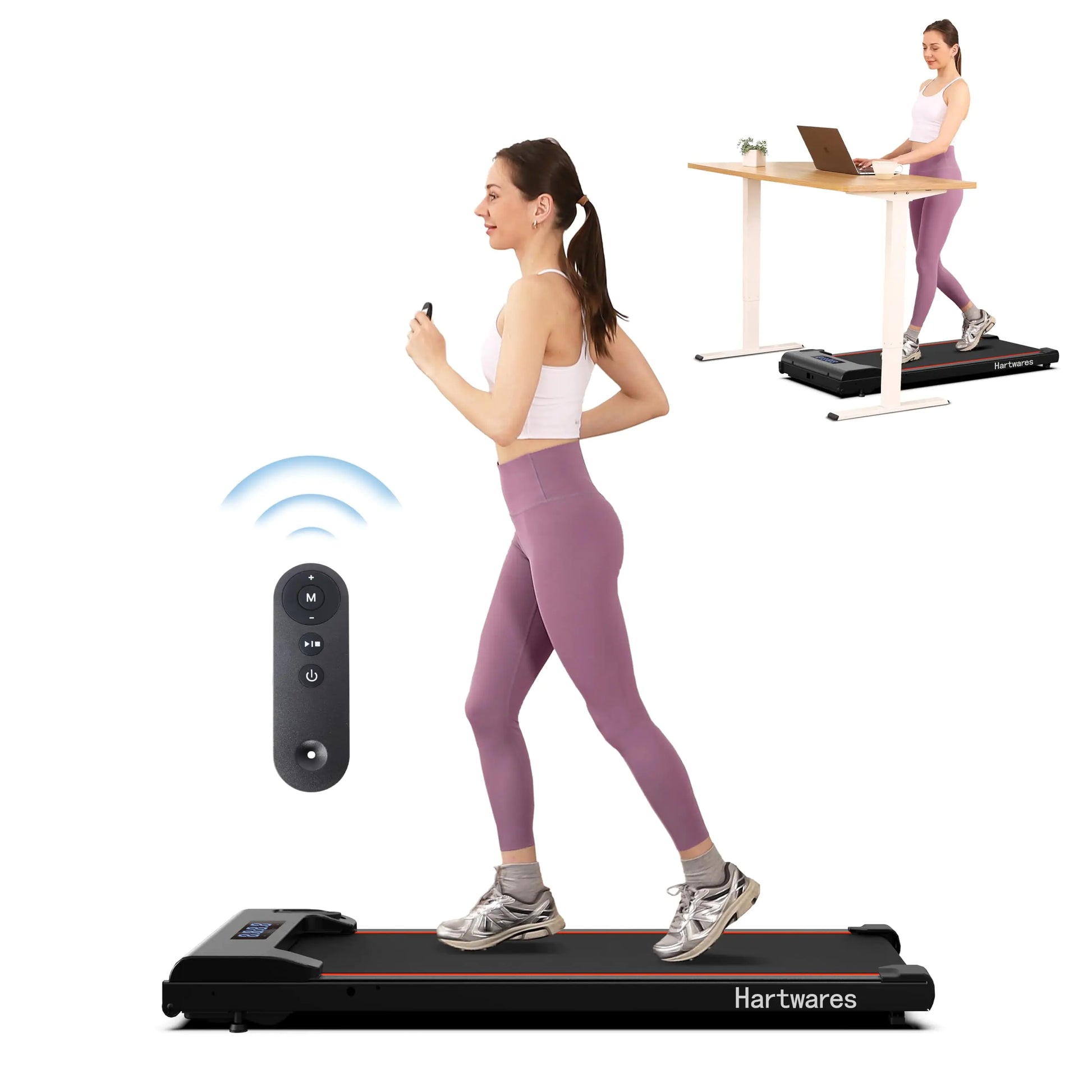 Hartwares Walking Pad Treadmill Under Desk TreadmillWalking Pad Treadmills for Home Portable Treadmill with Remote Control2.5HP Brushless Motorized Walking Treadmill2 in 1 Treadmill for Home Office